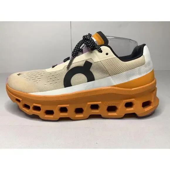 Women's ON CLOUDMONSTER Size 8.5 Fawn Turmeric Orange White Running Shoes P152 - Picture 6 of 14